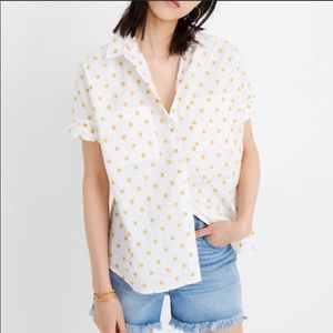 Madewell Sun Embroidered Courier Shirt White Yellow